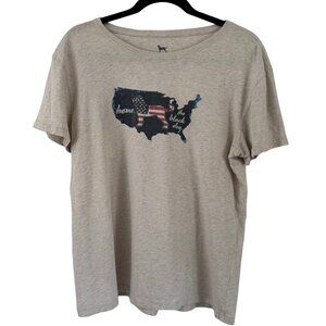 The Black Dog Classic Collection Cream Tee USA Map with Dog Women's Medium